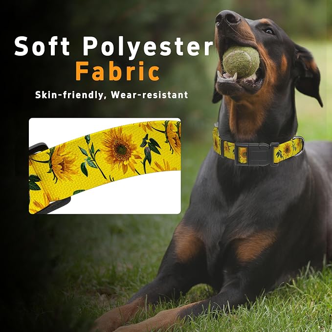 Dog Collar, Floral Boys Girls Puppy Collar, Adjustable Soft Pet Collar - Image 4