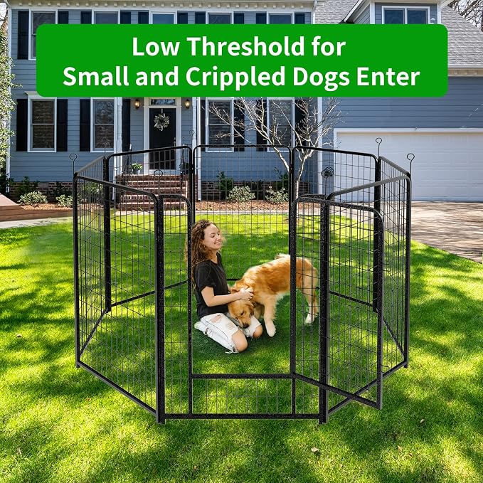 Dog Playpen Outdoor Extra Wide 8 Piece Panels Heavy Duty Dog Fence 50" Height - Image 2