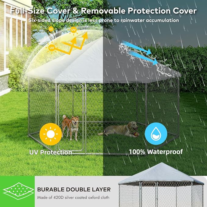 9.1x9.1 FT Outdoor Dog Kennel Heavy Duty Dog Enclosure - Image 4