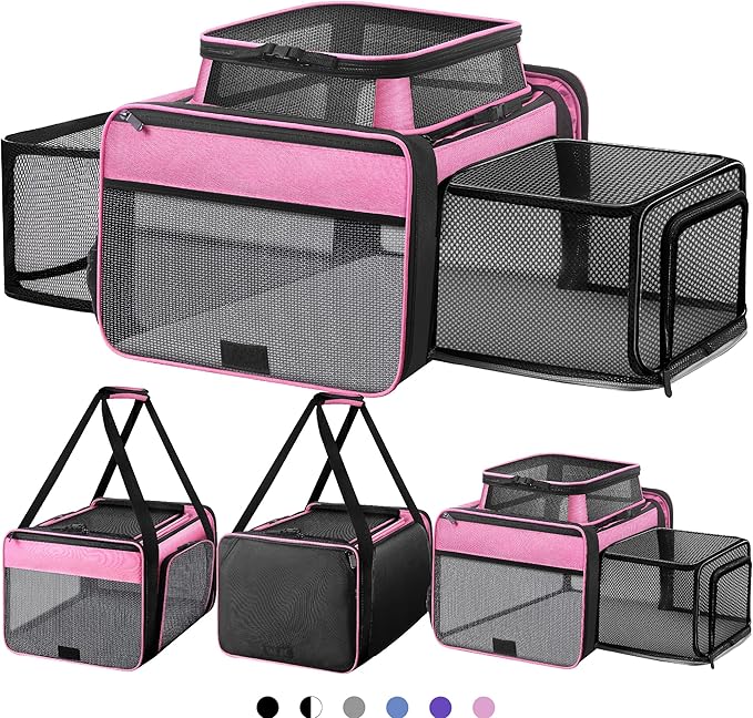 Top and 2 Sides Expandable Pet Carrier 17x11x9.5, TSA Airline Approved Small by SHARLOVY