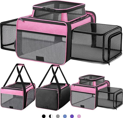 Top and 2 Sides Expandable Pet Carrier 17x11x9.5, TSA Airline Approved Small by SHARLOVY