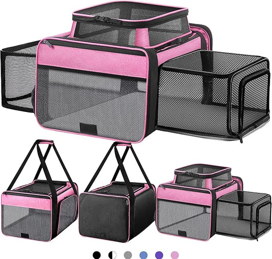 Top and 2 Sides Expandable Pet Carrier 17x11x9.5, TSA Airline Approved Small by SHARLOVY