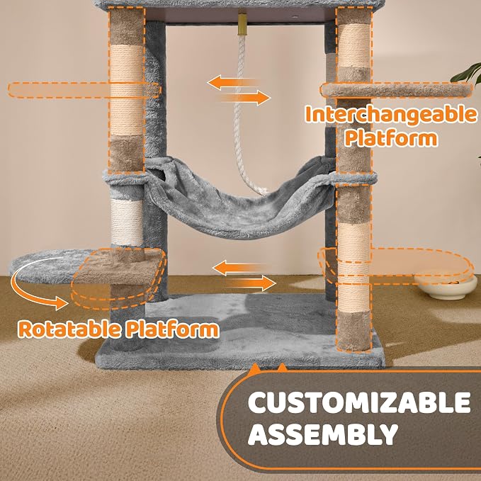 Yaheetech 59in Cat Tree for Multiple Cats, Extended Platforms for Climbing & - Image 5