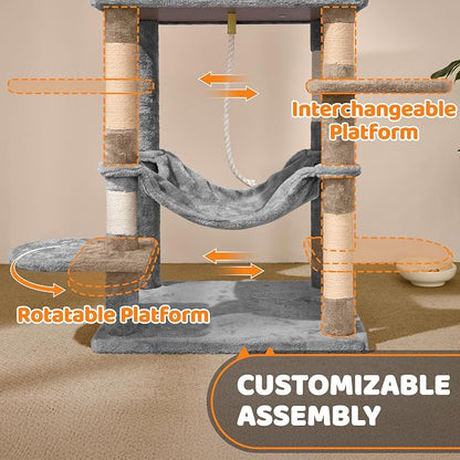 Yaheetech 59in Cat Tree for Multiple Cats, Extended Platforms for Climbing & - Image 5