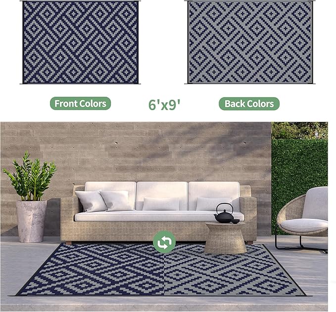 GENIMO Outdoor Rug for Patio Clearance, Reversible Plastic Straw Rugs for RV - Image 3