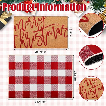 Tinideya 2 Pcs Door Mat Welcome Non Slip Coir Mats Floor Layering Doormats - Image 3