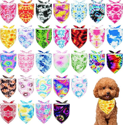 30 Pcs Tie Dye Dog Bandanas for Small Dogs Stitch Dog Bandana Bulk Reversible by Bestwishforyou