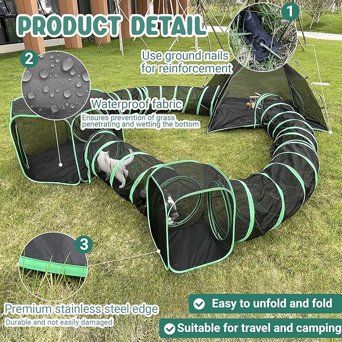 6-in-1 Cat Tents for Outside, Portable Outdoor Cat Enclosures for Indoor Cats - Image 3