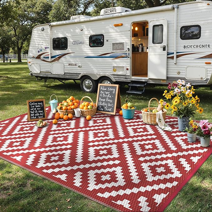 GENIMO Outdoor Rug for Patio Clearance, Lightweight Waterproof RV Camping Mat - Image 4