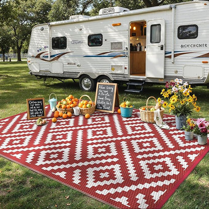 GENIMO Outdoor Rug for Patio Clearance, Lightweight Waterproof RV Camping Mat - Image 4