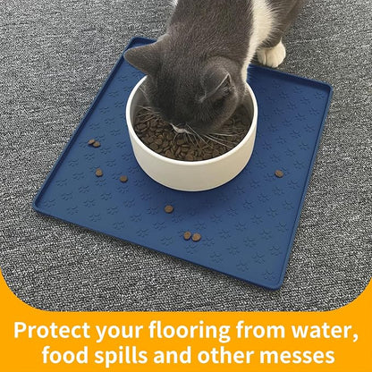 Ptlom Pet Placemat for Dog and Cat, Waterproof Non-Slip Silicone Feeding Bowl - Image 5