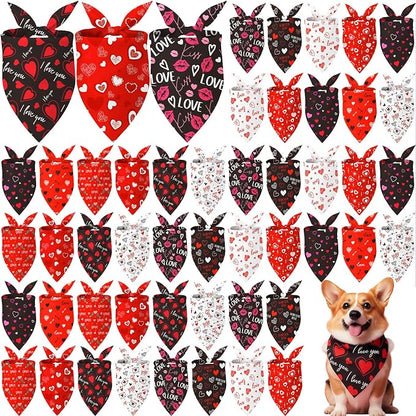 Weewooday 50 Pcs Valentine's Day Dog Bandanas Bulk by Weewooday