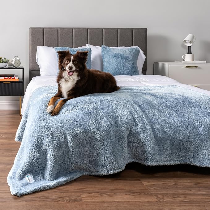 PetAmi Dog Blanket for Large Medium Dogs Blue, Fluffy Soft Puppy Blanket - Image 3