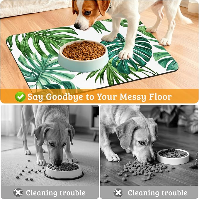 Dog Bowl Mat, Leaves Pet Feeding Mat - Image 4
