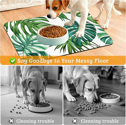 Dog Bowl Mat, Leaves Pet Feeding Mat - Image 4