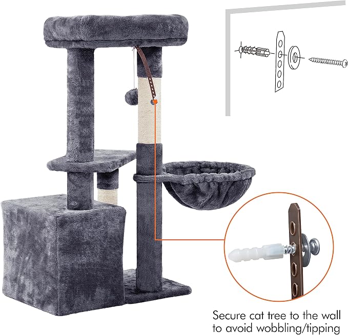 Topeakmart Cat Tree Cat Tower for Indoor Cats, 34.5in Cute Cat Tree Activity - Image 9