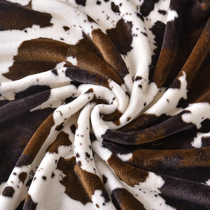 Bnuitland Brown Cow Print Blanket, Large Size 108x90 Inches - Image 6