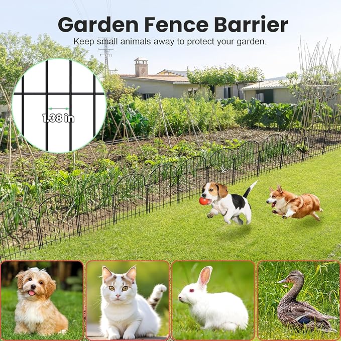 25Pcs Decorative Garden Fence, 20in/27ft Rustproof Metal Fences Animal Barrier - Image 4