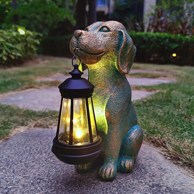 Dog Garden Statues with Solar Lantern Outdoor Decor-Dog Solar Figurines Lights - Image 6