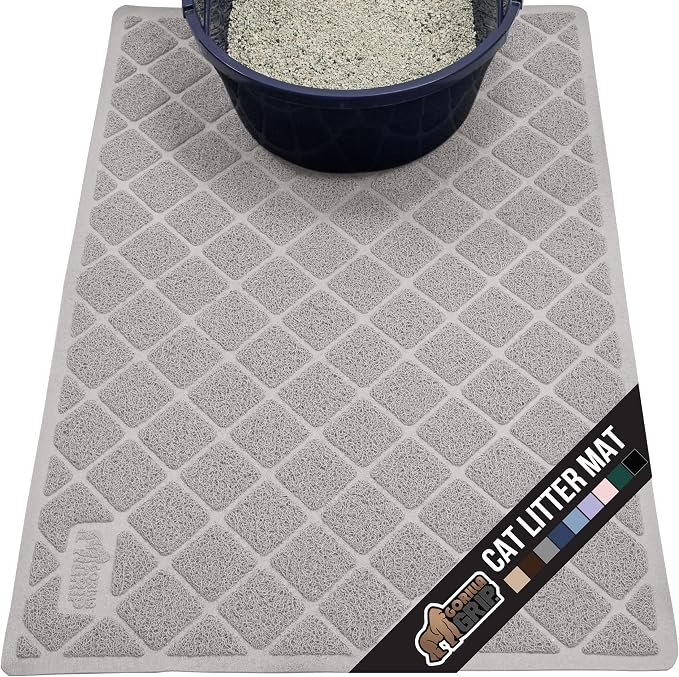 GORILLA GRIP Cat Litter Box Mat, Water Resistant, US Designed Kitty Litter by GorillaGrip