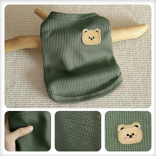 Waffle Knit Cat & Dog T Shirt for Small Dogs, Stretchable Puppy Shirt for - Image 2