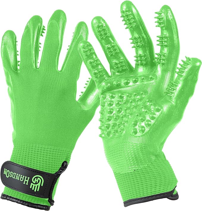 H HANDSON Pet Grooming Gloves by HandsOnPatentedOriginalGroomingBathingGloves