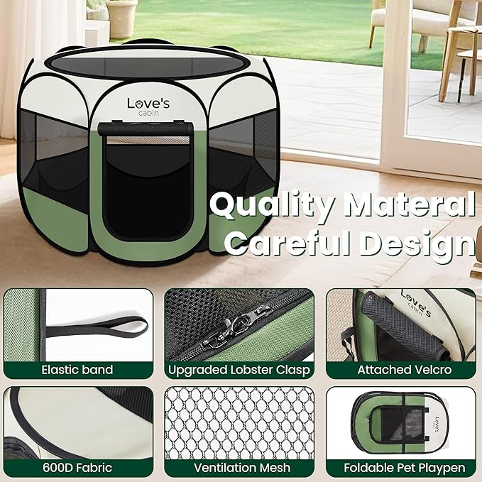 Love's cabin Pet Puppy Dog Playpen, Small Dog Tent Crates Cage Indoor/Outdoor - Image 5