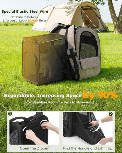 Pecute Cat Backpack Carrier Expandable, Pet Backpack - Image 3