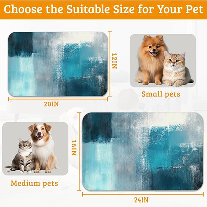 Pet Feeding Mat, Art Painting Absorbent Dog Cat Food Mat Grey Blue Dog Mat - Image 6