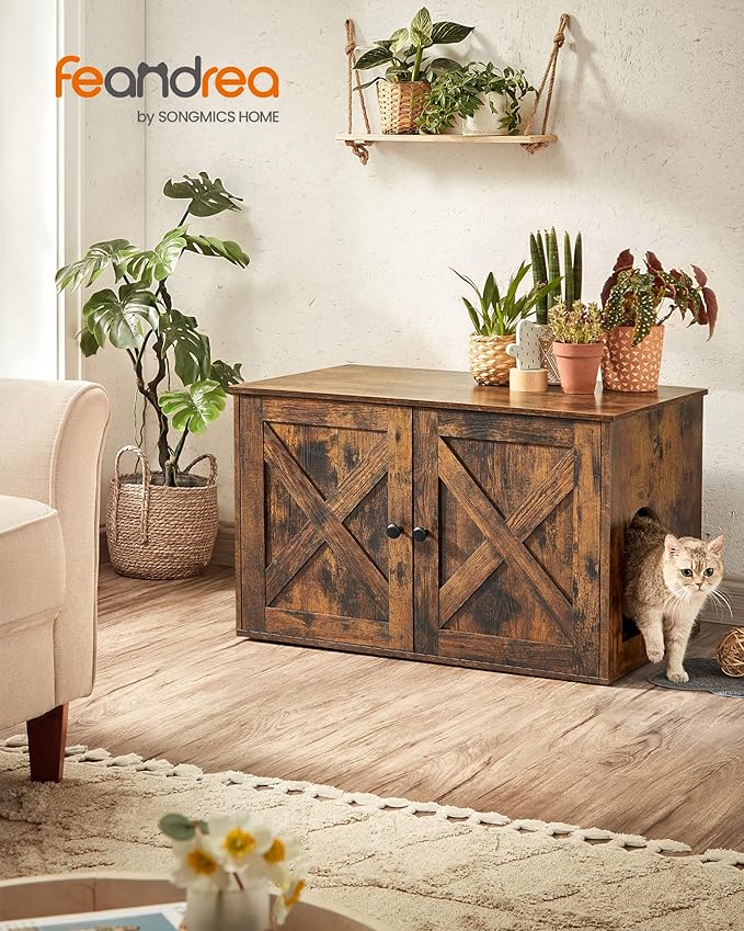 Feandrea Cat Litter Box Enclosure, Litter Box Furniture Hidden - Image 2