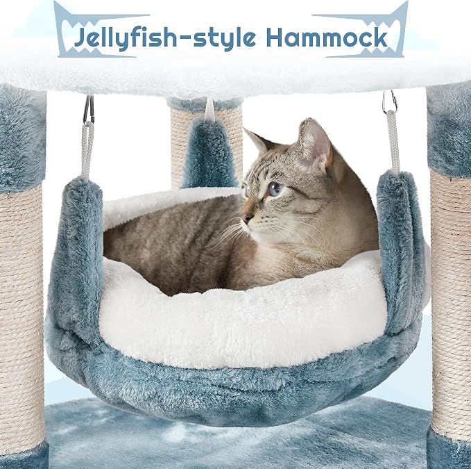 Yaheetech 45.5in Ocean-Themed Cat Tree Multi-Level Cat Tower, Plush Pet - Image 5