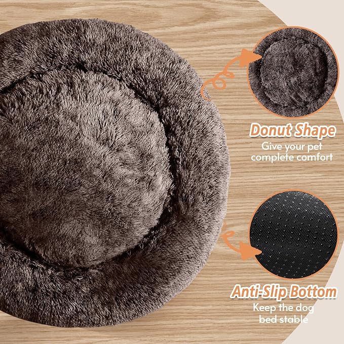 JOLLYVOGUE Calming Dog Bed Medium Size Dog, Anti-Anxiety Donut Medium Pet Bed - Image 3