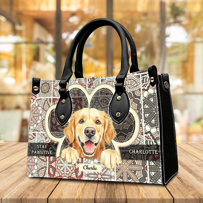 Personalized Pet Mom Leather Handbag – Custom Name Dog Cat Photo Purse - Image 6