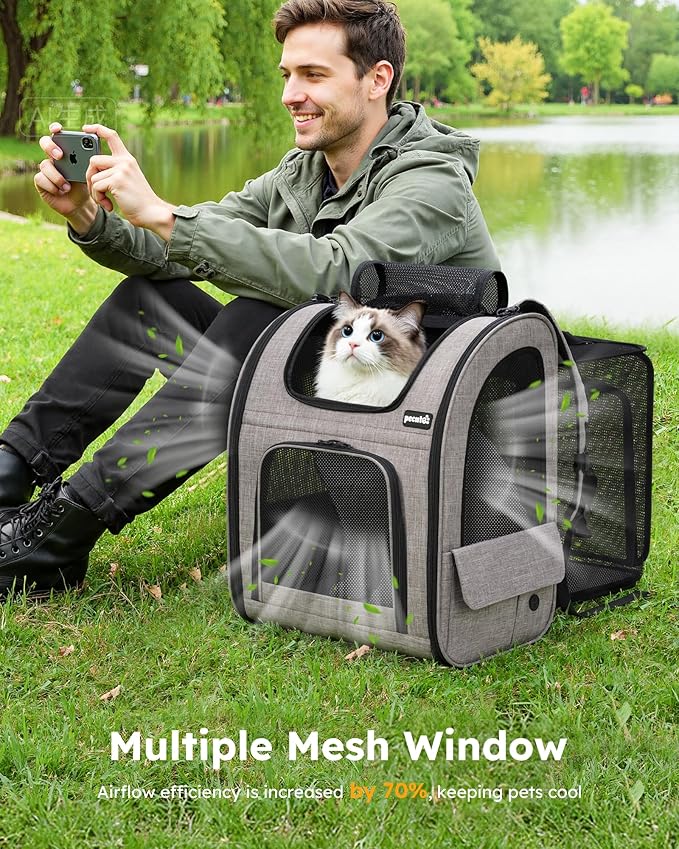 Pecute Cat Backpack Carrier XL, ExpandablePet Backpack - Image 7