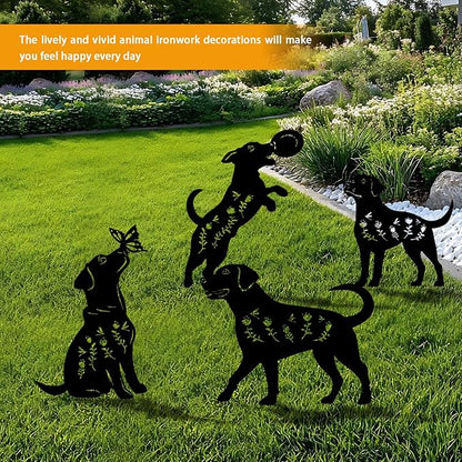 4 Pack Dog Metal Garden Decorative Stakes, Weather Proof Puppy Silhouette - Image 6