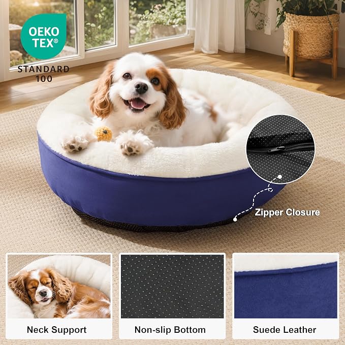 Love's cabin Round Donut Cat and Dog Cushion Bed, 25in Pet Bed - Image 2