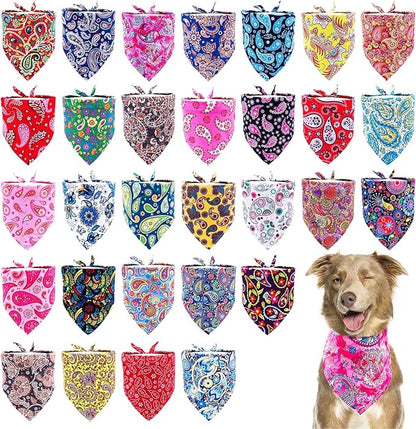 30 Pcs Paisley Dog Bandanas Bulk 33 Inche XL Stitch Dogs Bandanas Polyester by Bestwishforyou