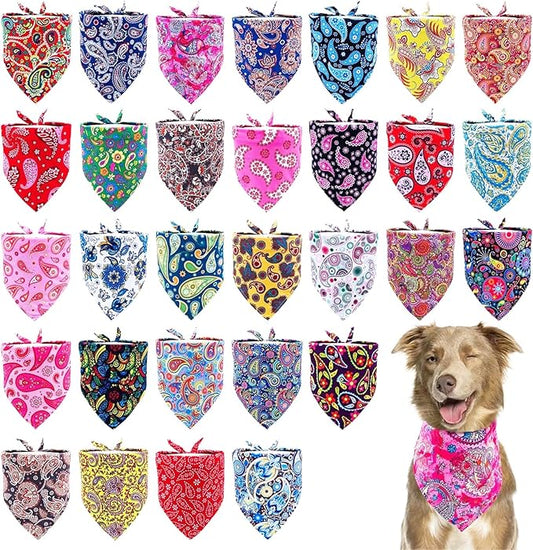 30 Pcs Paisley Dog Bandanas Bulk 33 Inche XL Stitch Dogs Bandanas Polyester by Bestwishforyou