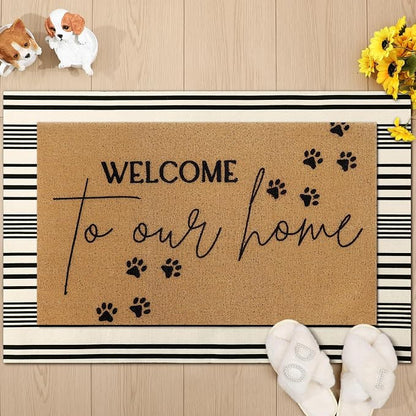 Tinideya 2 Pcs Pet Theme Door Mat Paw Welcome Non Slip Coir Mats Dog Cat Floor by Tinideya