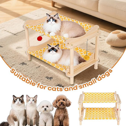 2-Layer Cat Hammock Bed, Breathable Washable Covers, Wooden Pet Furniture - Image 8