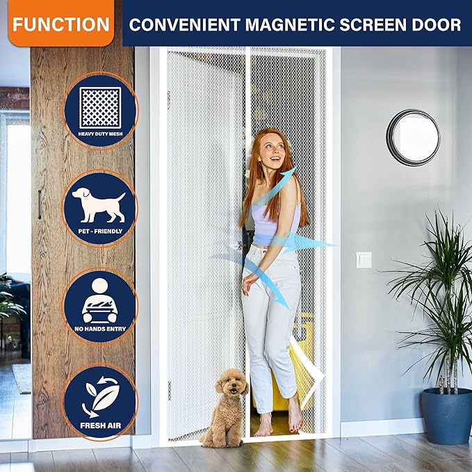 Magnetic Screen Door, Keep Bugs Out, Pet & Kid Friendly，Works - Image 5