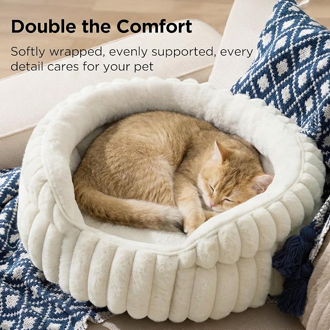 Bedsure ComfyFleece™ Small Cat Bed, Washable Round Cute Pet Beds - Image 2