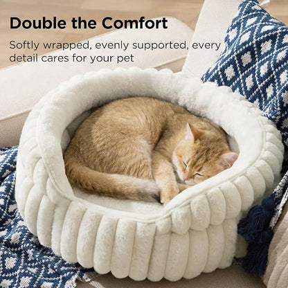 Bedsure ComfyFleece™ Small Cat Bed, Washable Round Cute Pet Beds - Image 2
