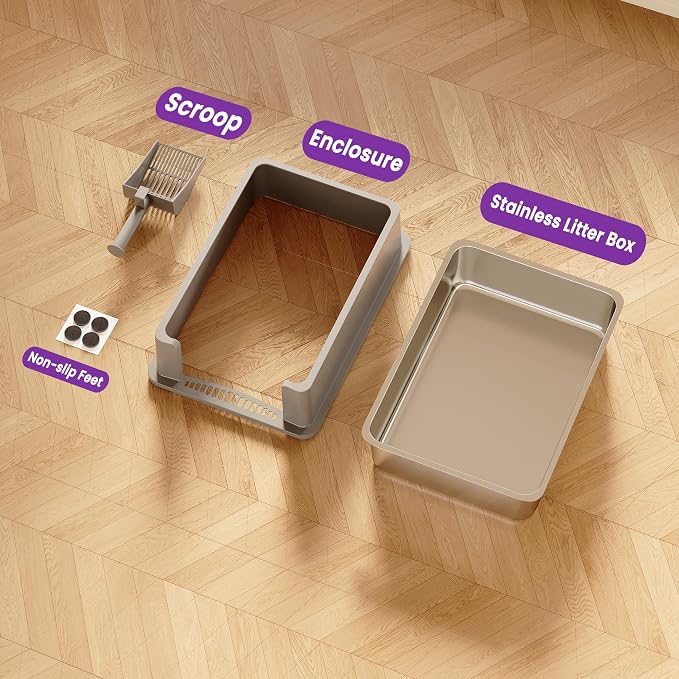 【No Sifting】 Tiuubt XXXL Stainless Steel Litter Box - Image 5
