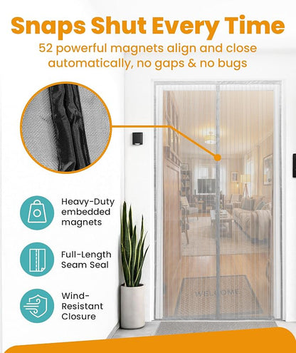 Flux Phenom Magnetic Screen Door Mesh 38x82 Inch – Easy Install, Strong Magnet - Image 3