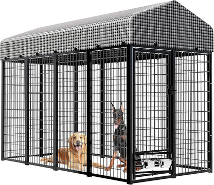 Large Dog Kennel Outside with Roof, Heavy-Duty Indoor Outdoor Dog Run Dog by Kicari