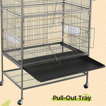 Yaheetech 52-inch Wrought Steel Standing Large Flight King Bird Cage - Image 5