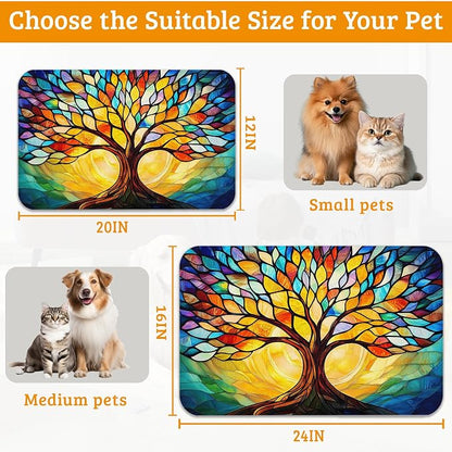 Tree of Life Feeding Mat, Colorful Tree Absorbent Quick-Dry Cat Dog Food and - Image 6