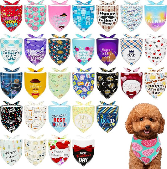 30 Pack Fathers Day Dog Bandanas Bulk by Bestwishforyou