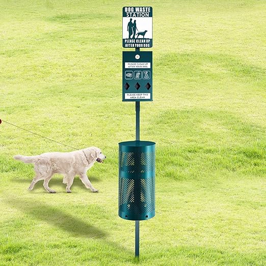 Qinyoung Dog Waste Station Galvanized Steel Outdoor Pet Bin by Qinyoung